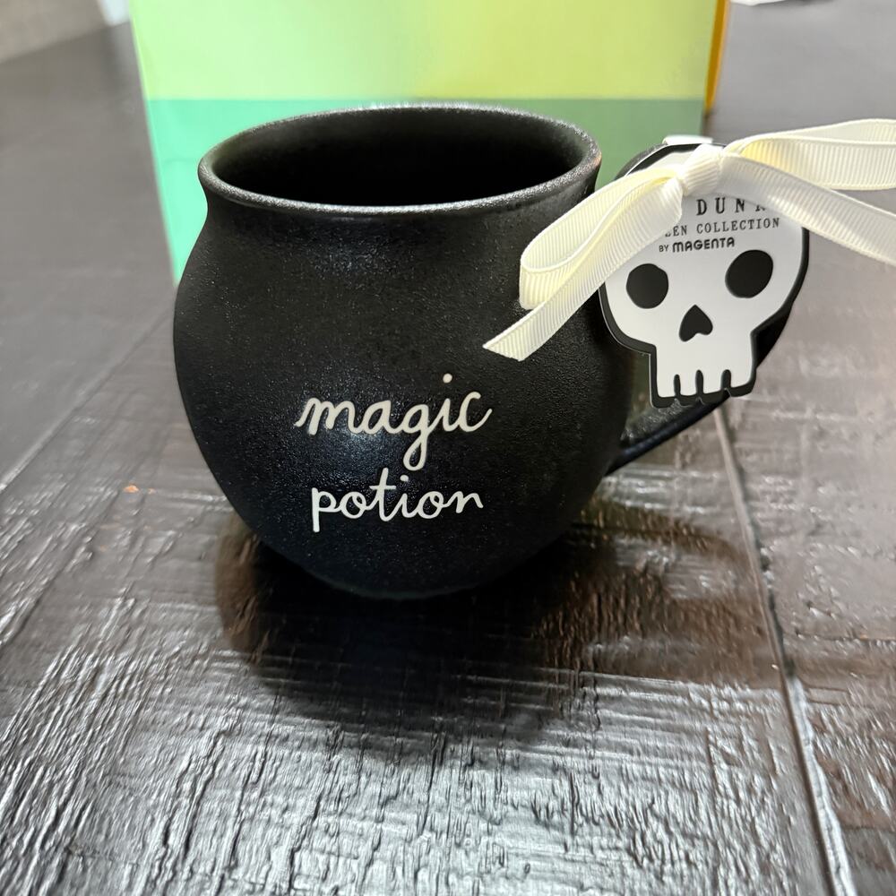 NWT Rae Dunn Magic Potion Halloween Cauldron Mug Black Textured Coffee